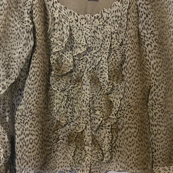 Vintage Y2k Cheetah Print Flowy Ruffle Silk Blouse - Women’s Medium - Picture 6 of 6